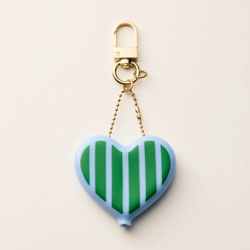 Kate‎ Spade Striped Heart Coin Purse Keychain Bag Charm green/blue
